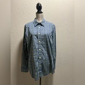 Tommy Hilfiger Green Multi Color Men’s Slim Fit Button Down Sz L